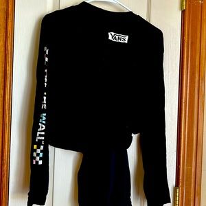 Vans crop top size large with black workout sweats pants size medium to large
